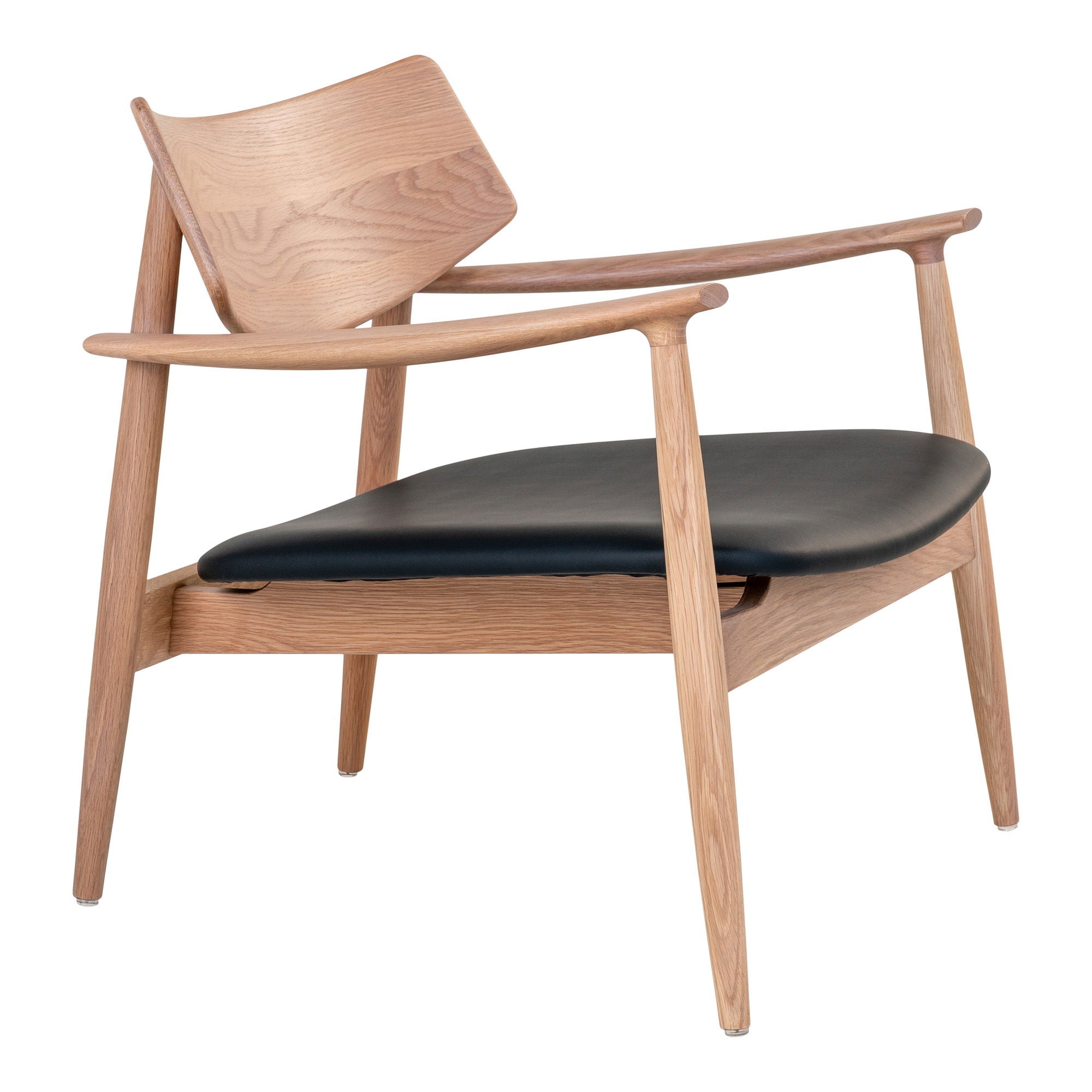 Olvera – Loungesessel aus Eiche mit PU-Sitzkissen, natur/schwarz, 69 × 69 × 72 cm